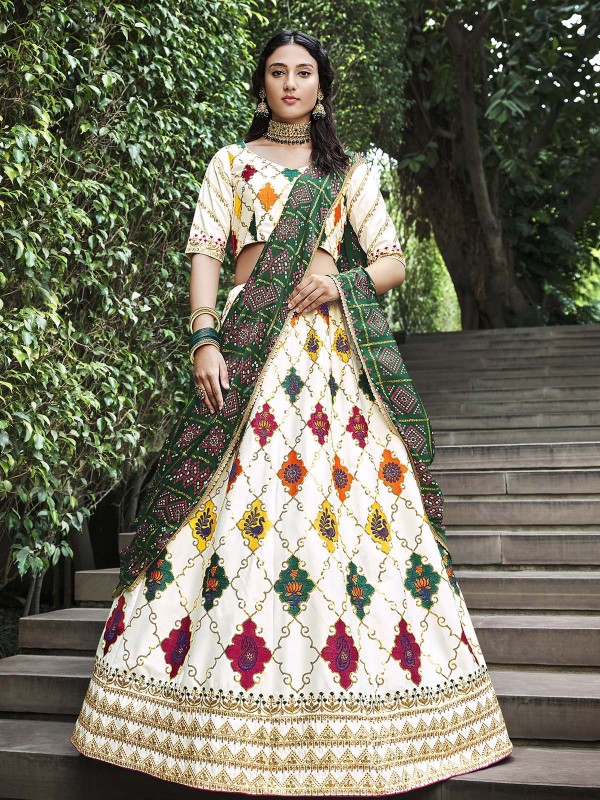 White Silk Lehenga Choli